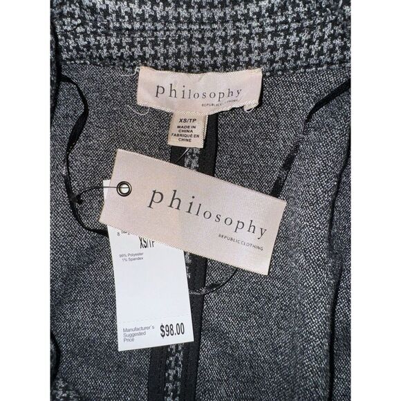 Philosophy Womens Black/grey Long Blazer Jacket Size XS NWT - Picture 4 of 6